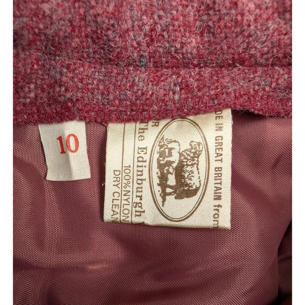 Edinburg Woollen Mill Skirt Suit Set Women 10 3 Piece Vintage Red Pleated Retro - Picture 6 of 16